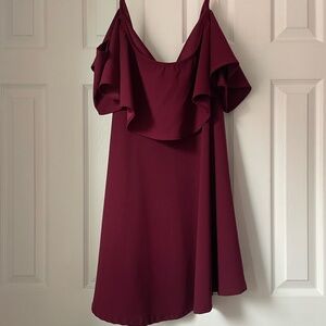 Elegant Off-the-Shoulder Burgundy Dress
